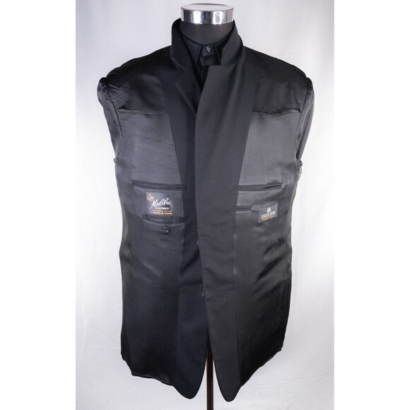 Savile Row 2-Pcs Suit Solid Black Blazer Jacket Pants 42R Short Pants 40X26 - Picture 9 of 16